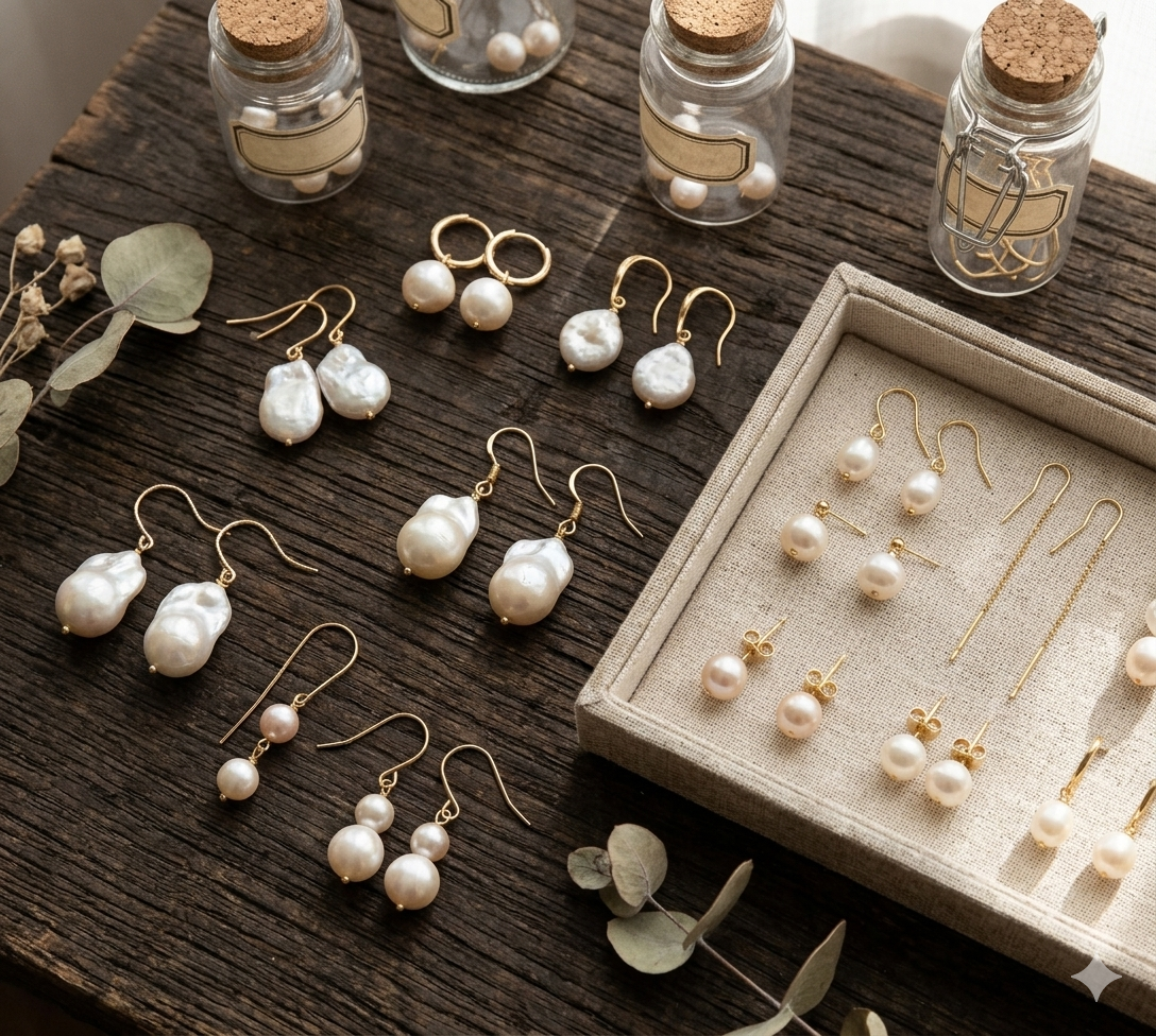 Handmade pearl earrings