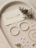 The Luminous Halo | Handcrafted Freshwater Pearl Open Hoop Earrings
