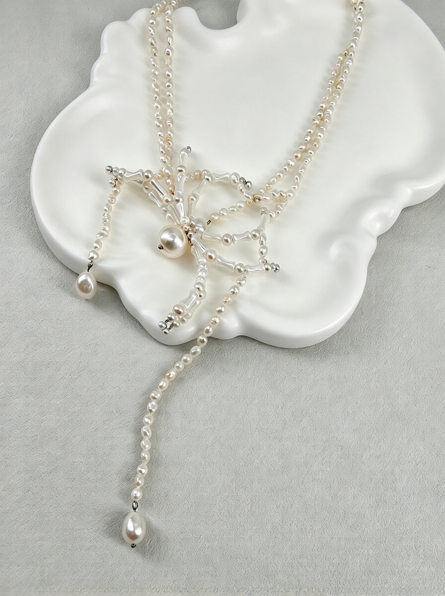 The Enchanted Spider – Handcrafted Baroque Pearl Halloween Statement Choker