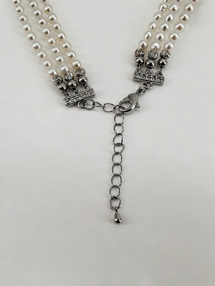 Genevieve Three-Strand Handcrafted Natural Freshwater Pearl Choker NecklaceOption