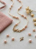 Aurelia Pink Freshwater Pearl Necklace with Vintage Bow Clasp