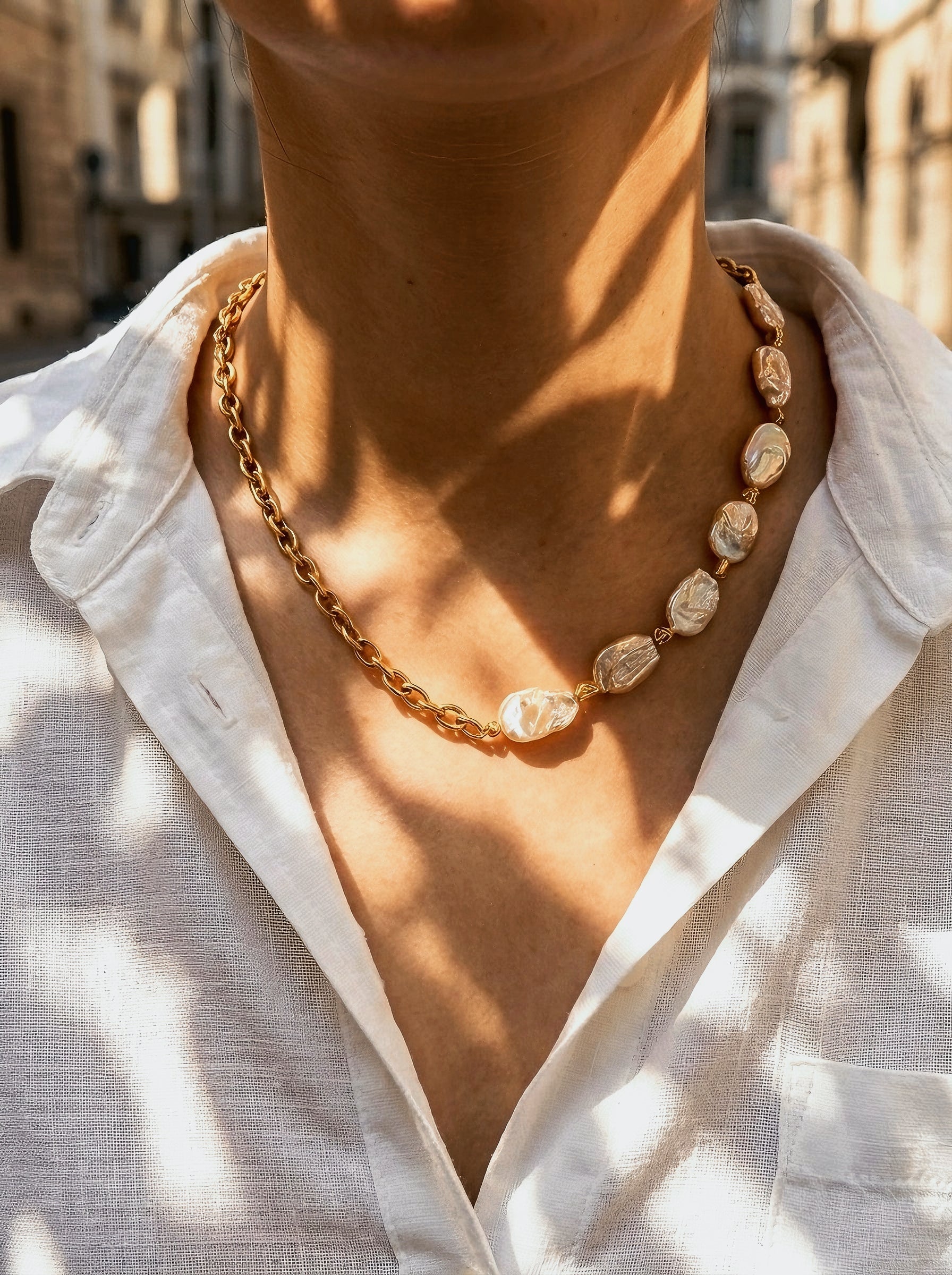 The Siren’s Wake • Handmade Keshi Baroque Pearl Statement Necklace