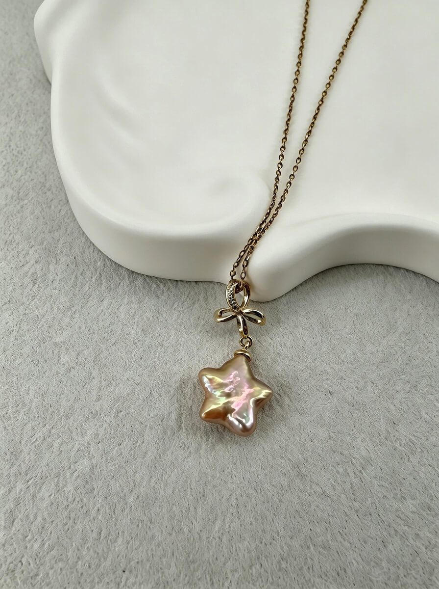 A Touch of Stardust Handcrafted Pink Pearl Necklace