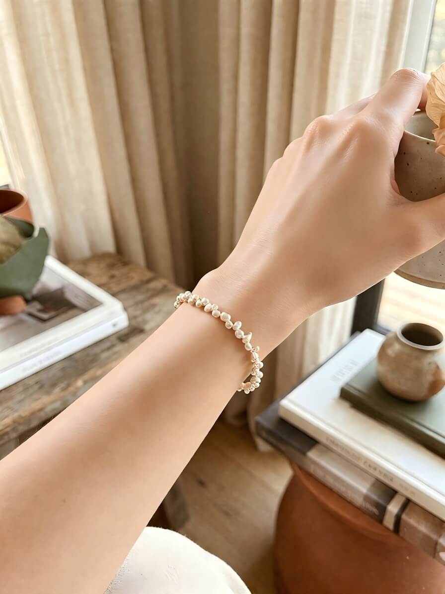The Driftwood Pearl Bracelet – Artisan Handwoven Natural Keshi Pearls