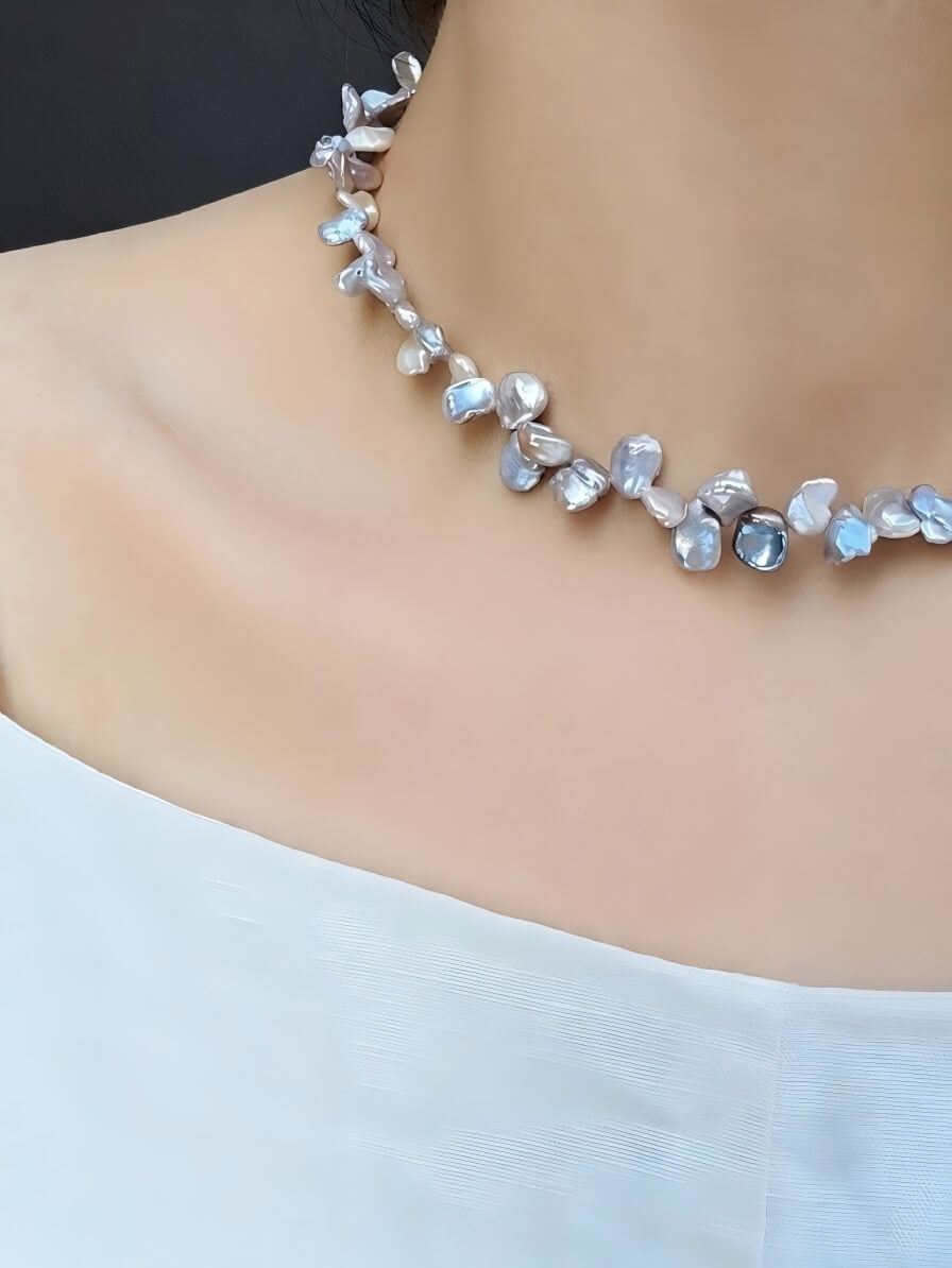 Luminous Baroque Pearl Statement Necklace – Handcrafted Irregular Freshwater Pearls
