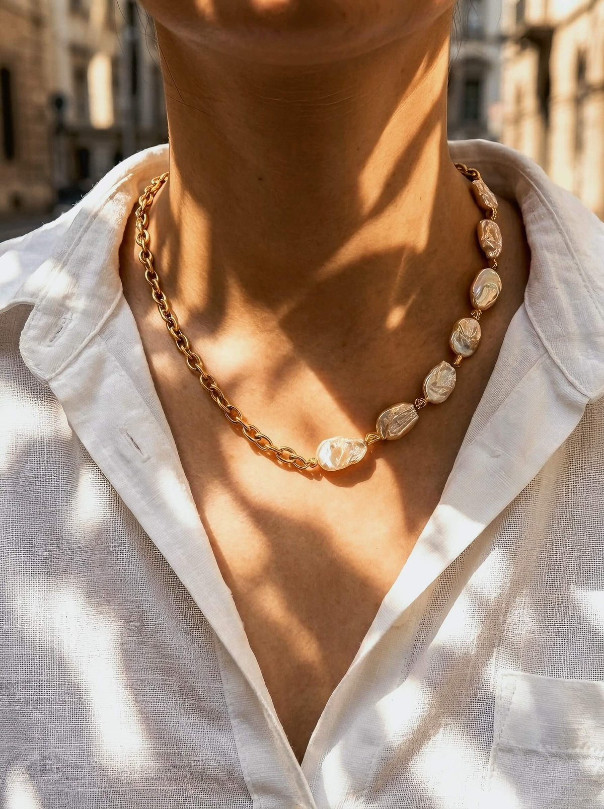The Siren’s Wake • Handmade Keshi Baroque Pearl Statement Necklace
