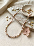 The Aurora Pastel Keshi Pearl Choker – Handmade Multi-Tone Pearl & Gold Column Necklace