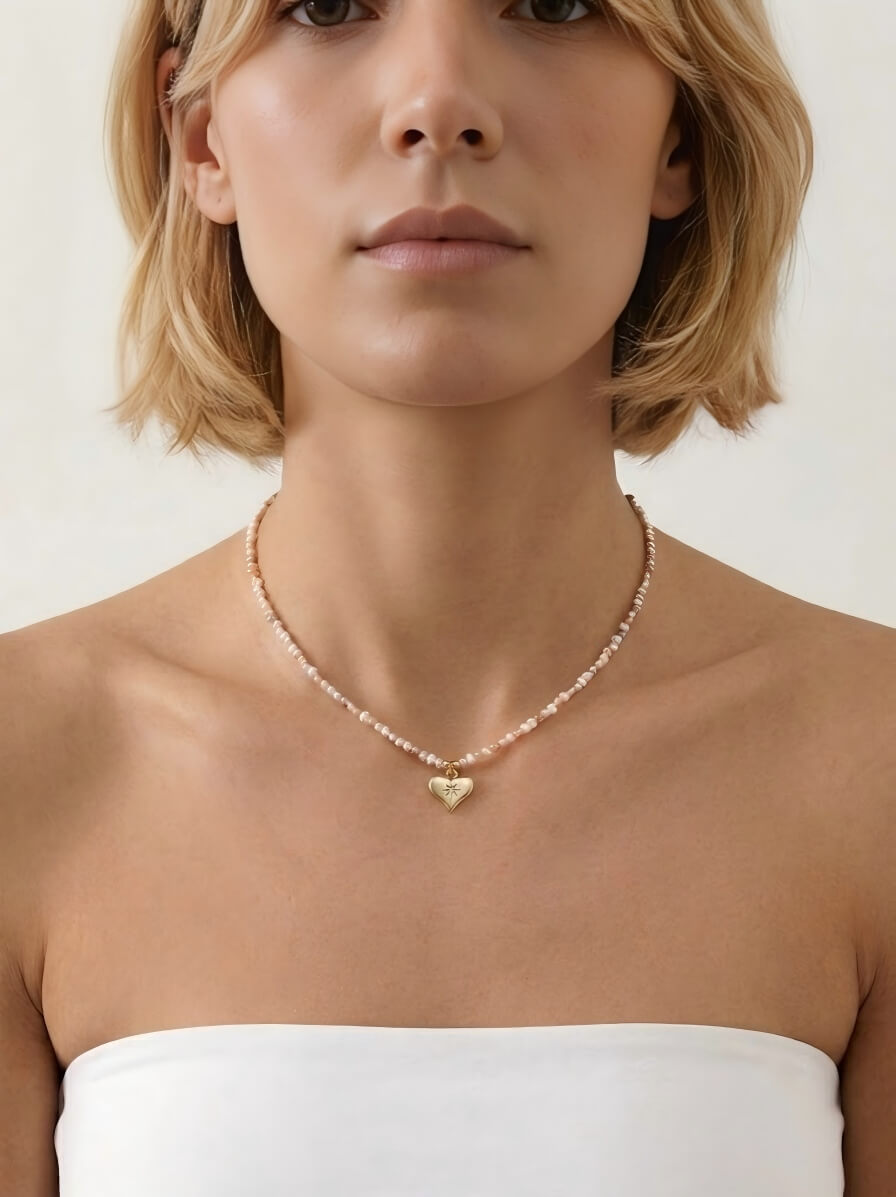 Aura Heart Handcrafted Multi-Color Natural Freshwater Pearl