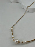 Aura Graduated Pearl & Textured Gold Chain Necklace