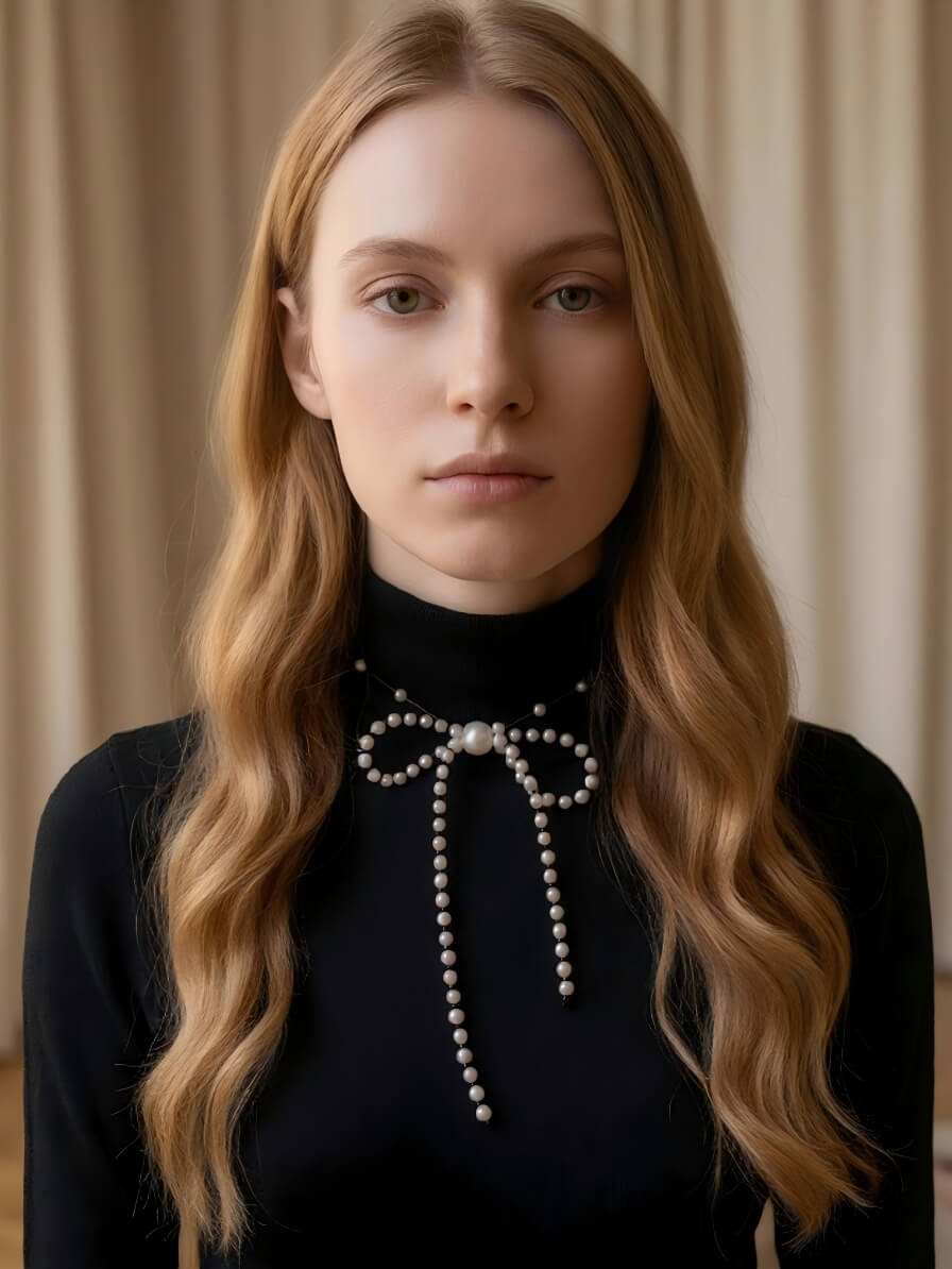 The Midnight Bow | Handcrafted Freshwater Pearl & Black Spinel Necklace