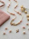Aurelia Pink Freshwater Pearl Necklace with Vintage Bow Clasp