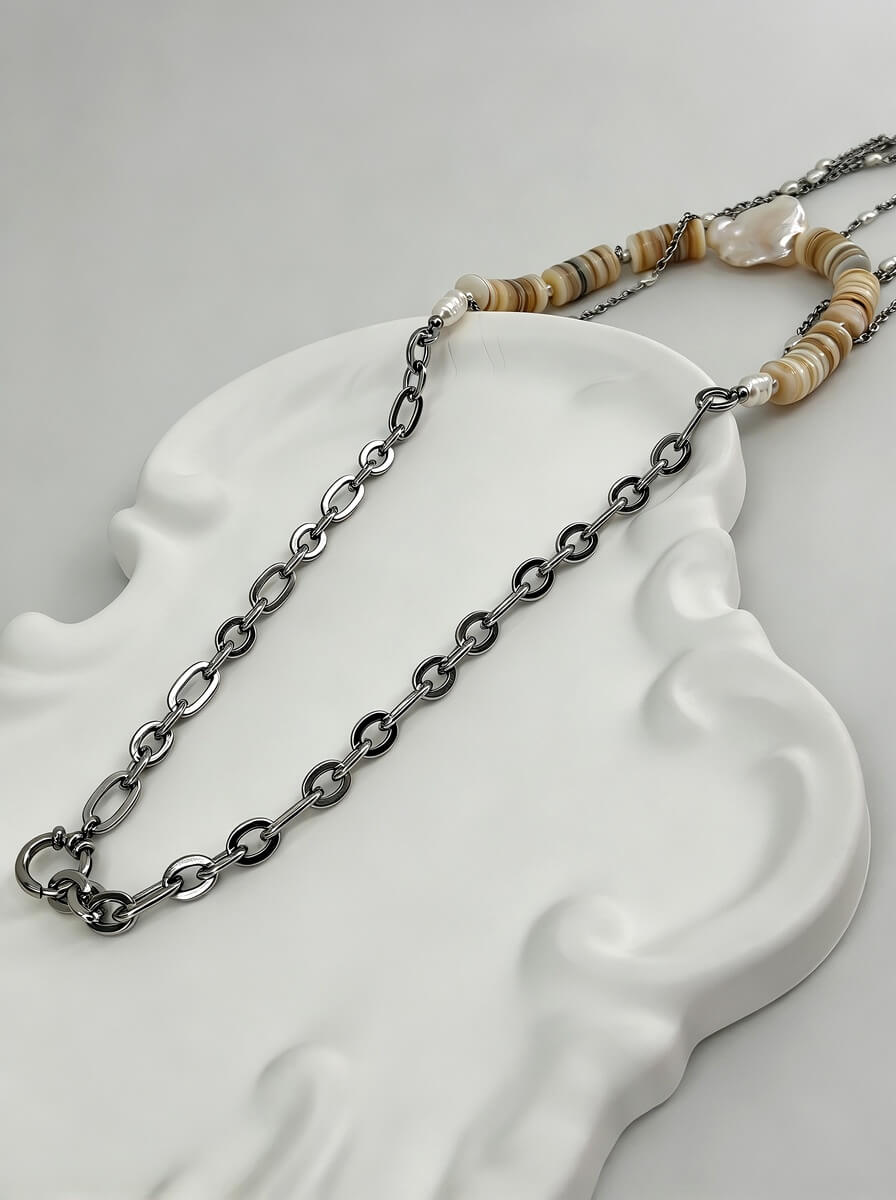 The Ocean Cascade – Handcrafted Layered Baroque Pearl & Shell Choker Necklace