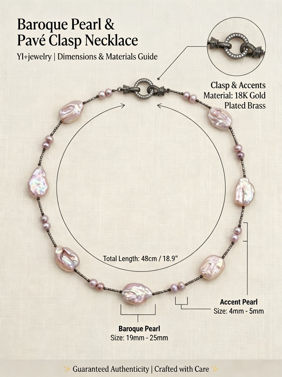 Cosmic Luster: Handmade Natural Baroque Pearl Choker / Necklace | YI+ jewelry