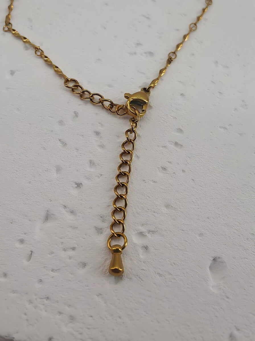 Elysian Pearl & Shimmer Chain Handcrafted Lariat Necklace