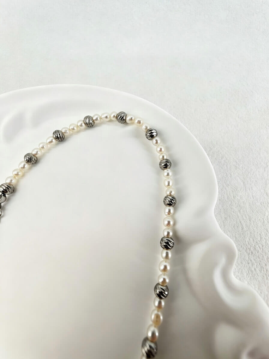 Echoes of the Sea • Asymmetric Baroque Pearl & Paperclip Chain Handmade Necklace