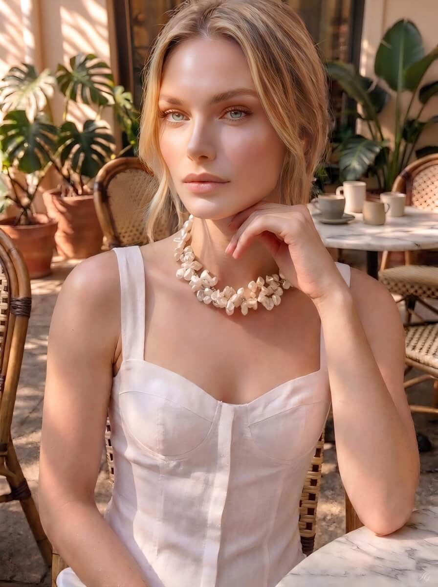 The "Ocean’s Whisper" Handmade Barque Pearl Cluster Necklace with Feather Clasp