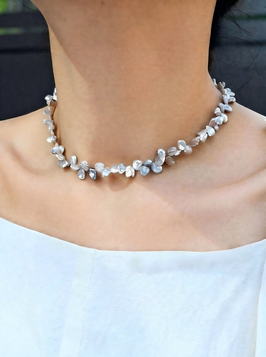 Luminous Baroque Pearl Statement Necklace – Handcrafted Irregular Freshwater Pearls