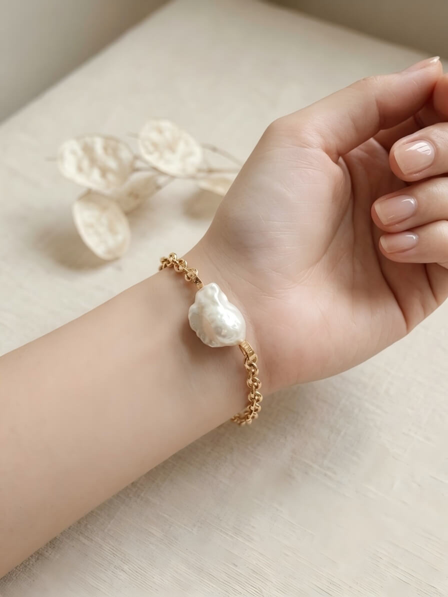 Anchored Lustre Handcrafted Statement Pearl Bracelet