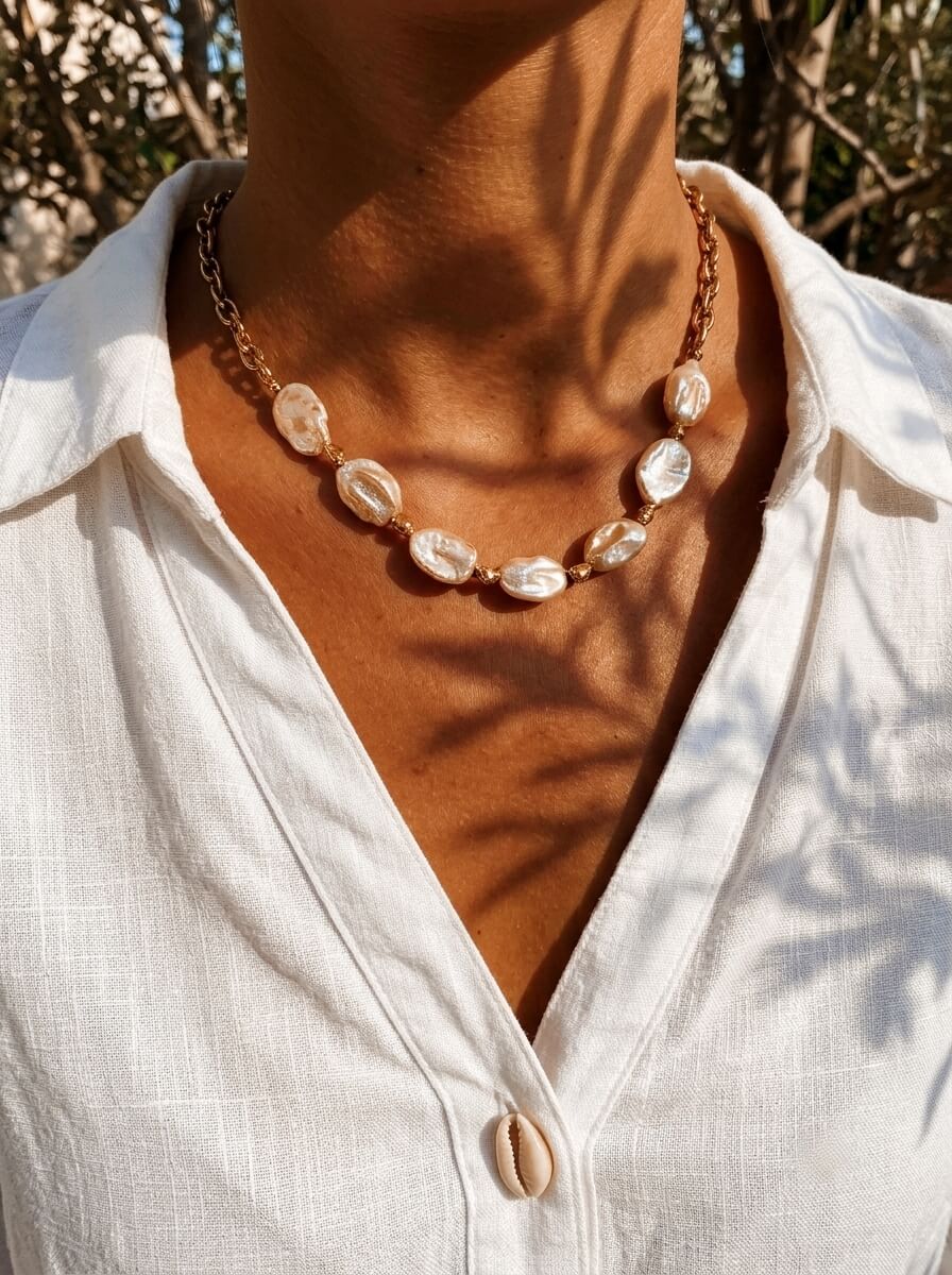 The Siren’s Wake • Handmade Keshi Baroque Pearl Statement Necklace