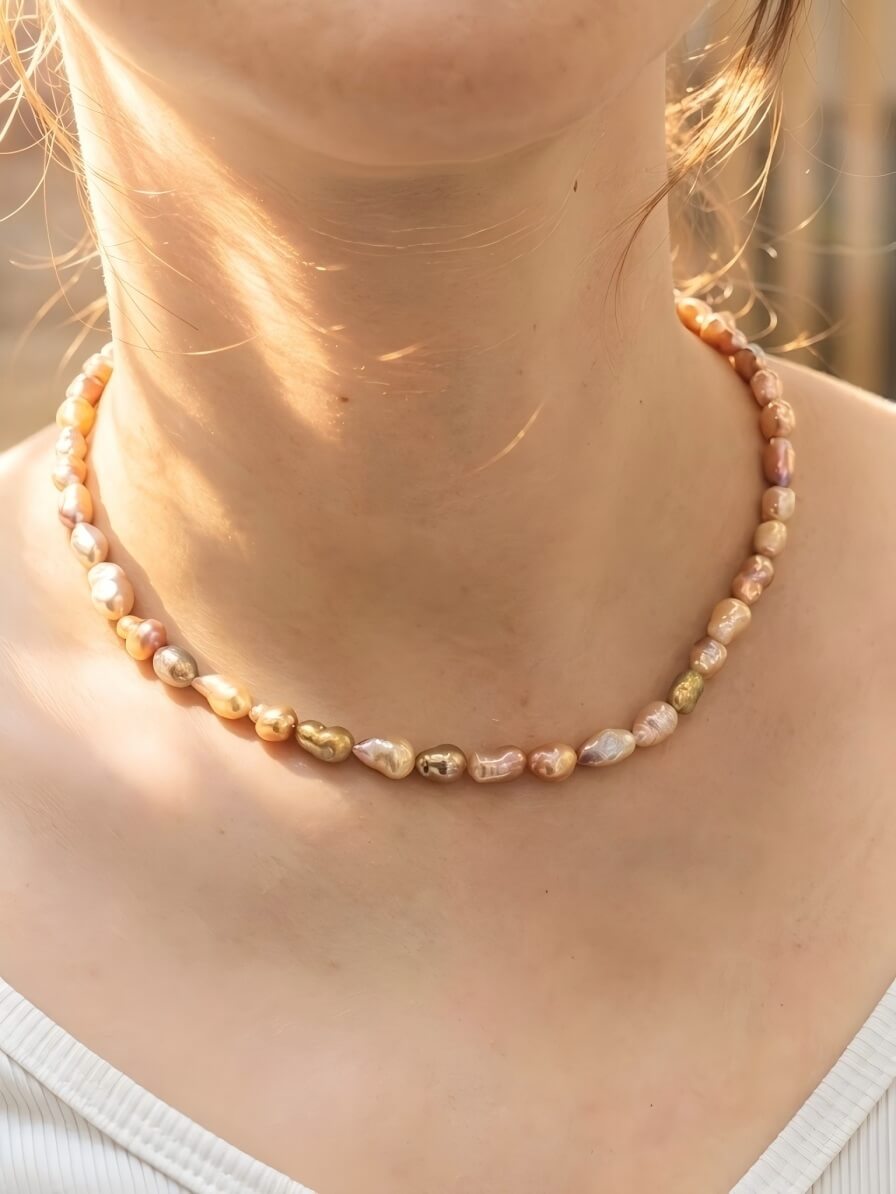 Sun-Kissed Earth & Sea Keshi Necklace