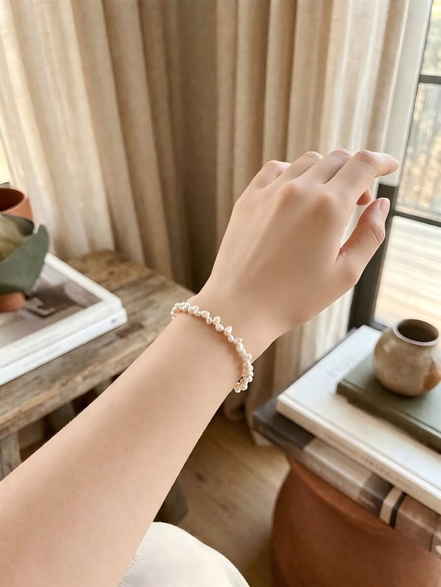 The Driftwood Pearl Bracelet – Artisan Handwoven Natural Keshi Pearls