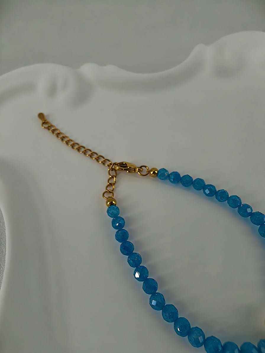 Ocean Tear | Handmade Blue Zircon & Natural Freshwater Pearl Bracelet