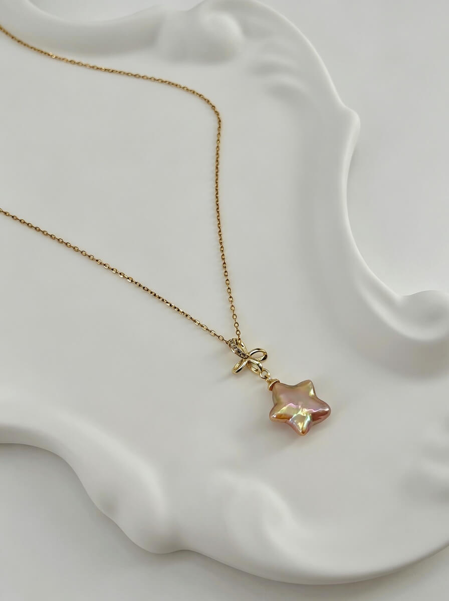 A Touch of Stardust Handcrafted Pink Pearl Necklace