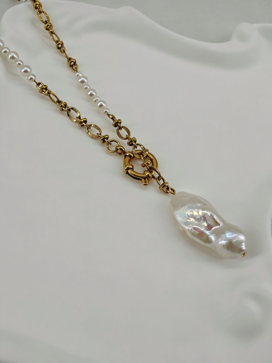 Aura Handcrafted Baroque Pearl Y-Necklace