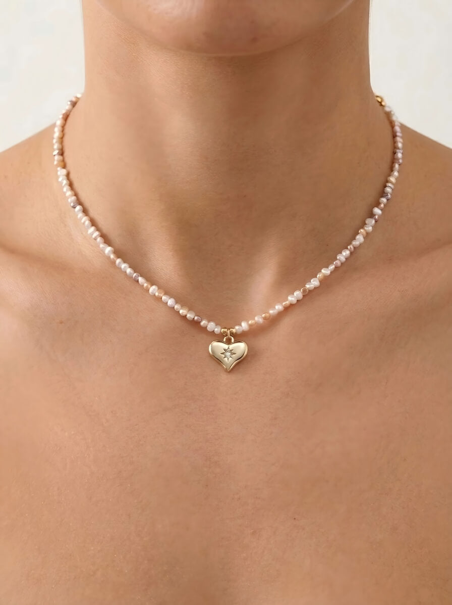 Aura Heart Handcrafted Multi-Color Natural Freshwater Pearl