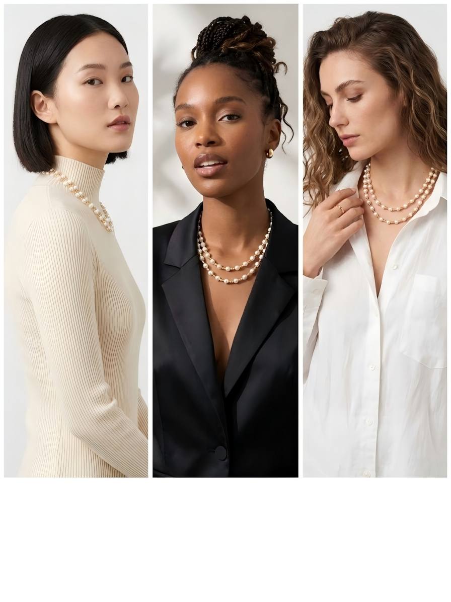 French Vintage Luxury: Handmade Double-Strand Pearl Choker | YI+ jewelry