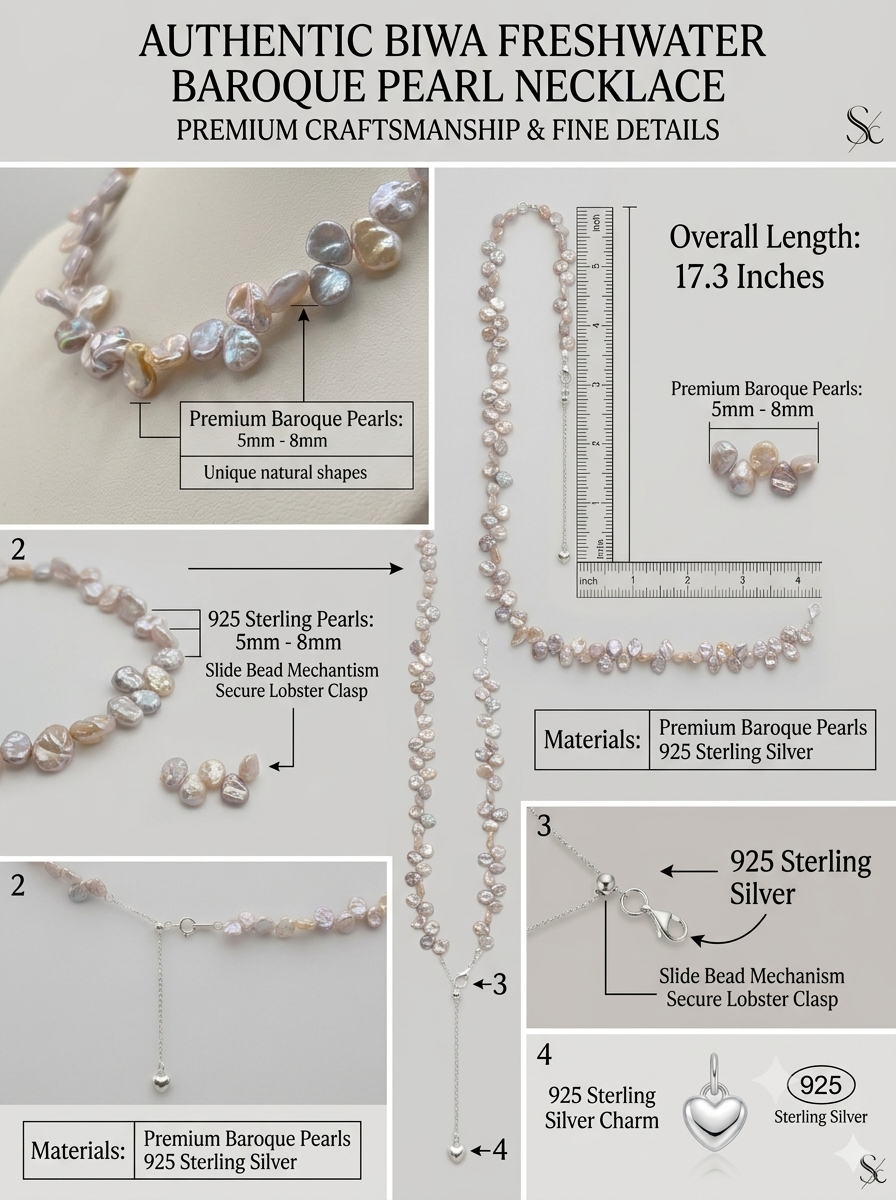 Luminous Baroque Pearl Statement Necklace – Handcrafted Irregular Freshwater Pearls