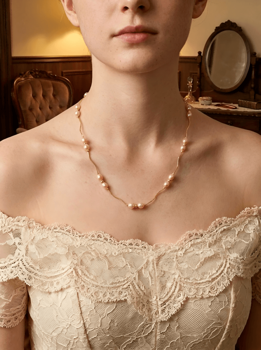 Aurelia Pink Freshwater Pearl Necklace with Vintage Bow Clasp