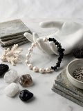 Echoes of Earth Handmade Pearl & Black Tourmaline Chip Bracelet