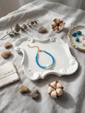 Ocean Tear | Handmade Blue Zircon & Natural Freshwater Pearl Bracelet