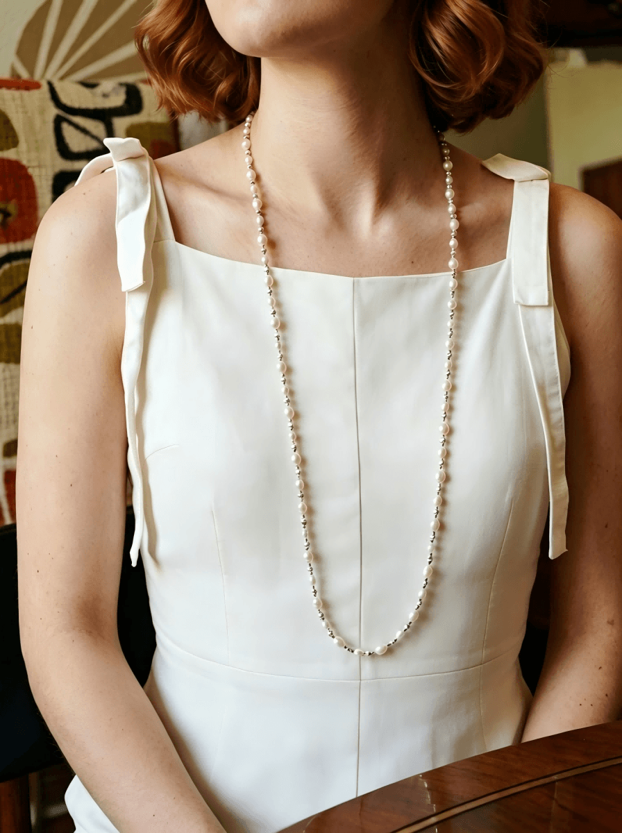 "Moonlit Echo" Hand-Linked Pearl Necklace