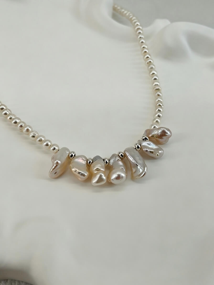 Siren’s Song Handcrafted Keshi & Freshwater Pearl Choker Necklace