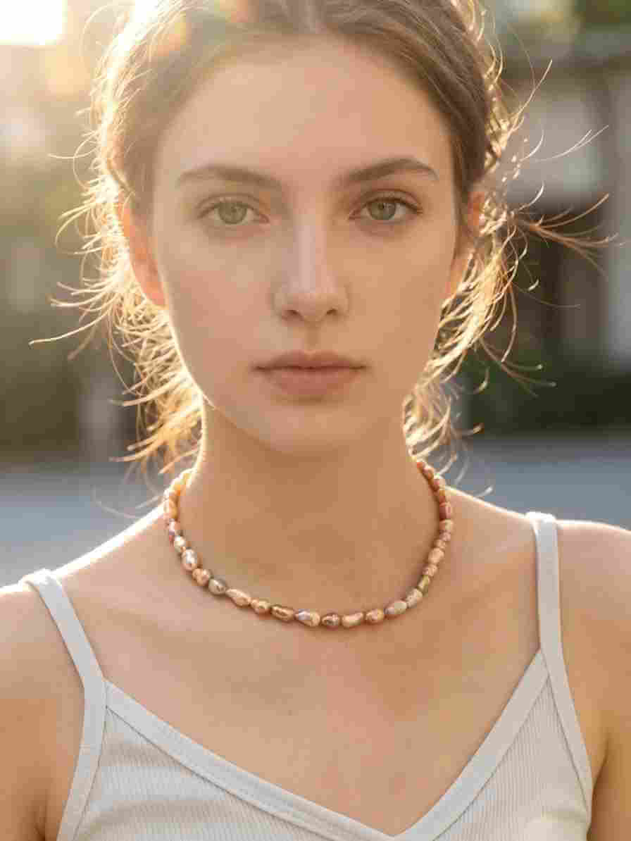 Sun-Kissed Earth & Sea Keshi Necklace
