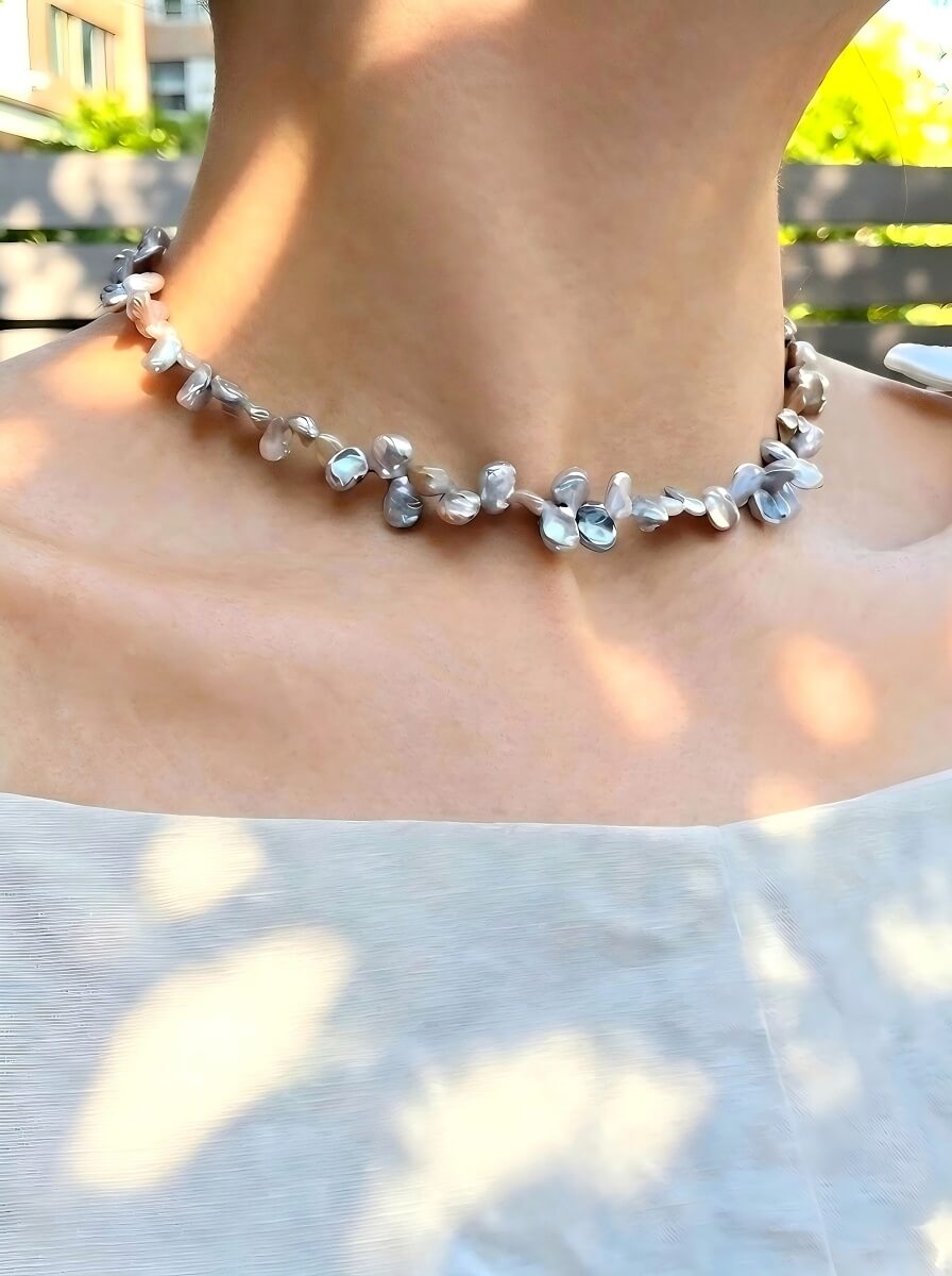Luminous Baroque Pearl Statement Necklace – Handcrafted Irregular Freshwater Pearls