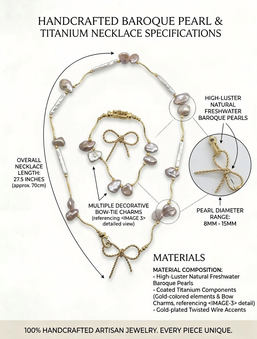 The Aphrodite Bow & Iridescent Baroque Pearl Necklace