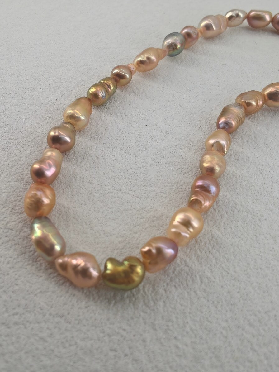 Sun-Kissed Earth & Sea Keshi Necklace