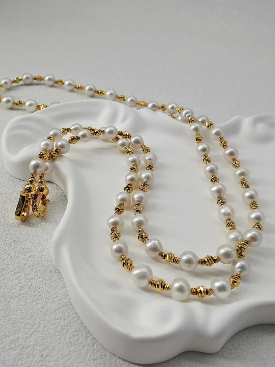 French Vintage Luxury: Handmade Double-Strand Pearl Choker | YI+ jewelry