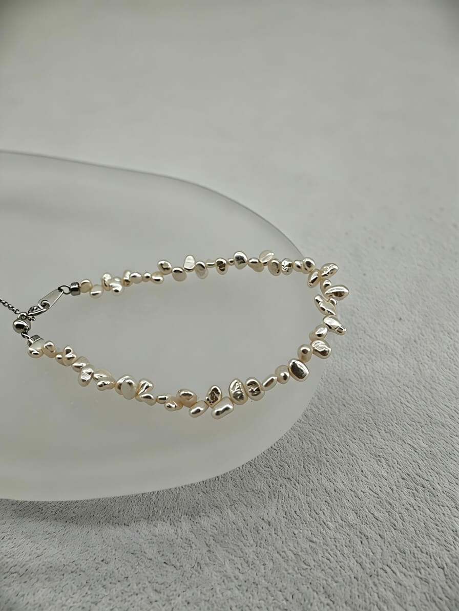 The Driftwood Pearl Bracelet – Artisan Handwoven Natural Keshi Pearls