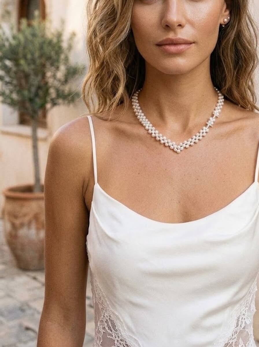 The Sacred Wave Woven Freshwater Pearl & S925 Silver Choker Necklace