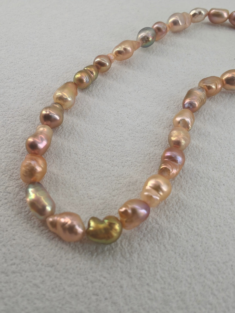 Sun-Kissed Earth & Sea Keshi Necklace
