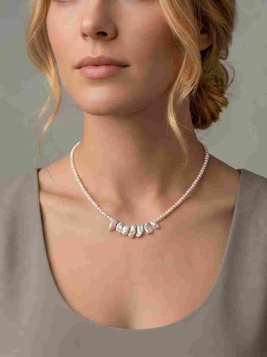 Siren’s Song Handcrafted Keshi & Freshwater Pearl Choker Necklace