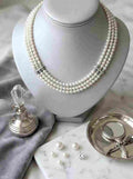 Genevieve Three-Strand Handcrafted Natural Freshwater Pearl Choker NecklaceOption