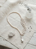 The Serpentine Tide Handcrafted Baroque Pearl Lariat Necklace