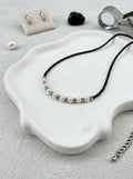 Nocturne Glow – Artisanal Natural Black Spinel & Pearl Collar Necklace