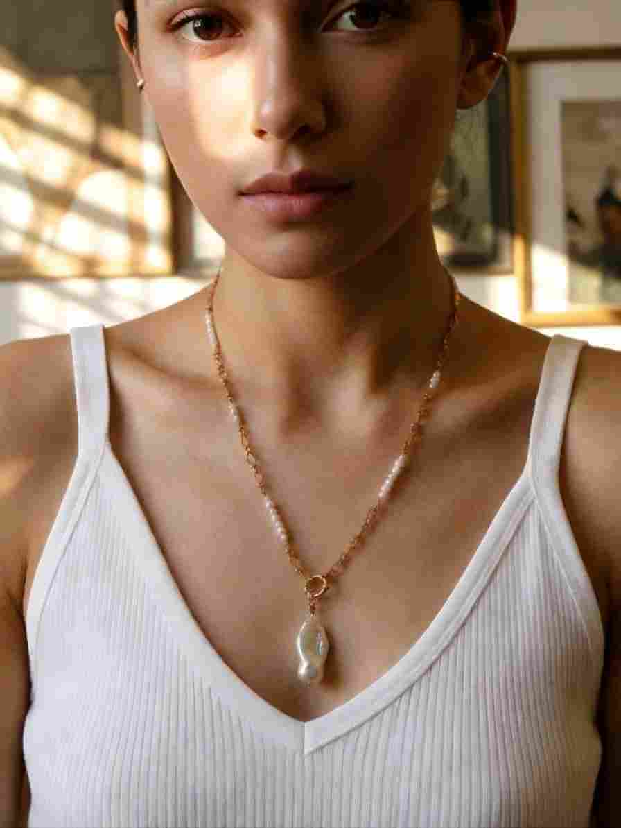 Aura Handcrafted Baroque Pearl Y-Necklace