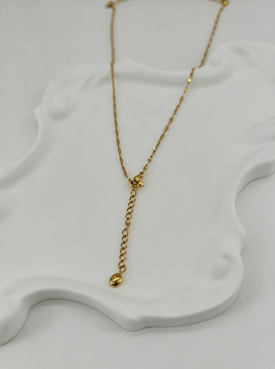 Aura Graduated Pearl & Textured Gold Chain Necklace